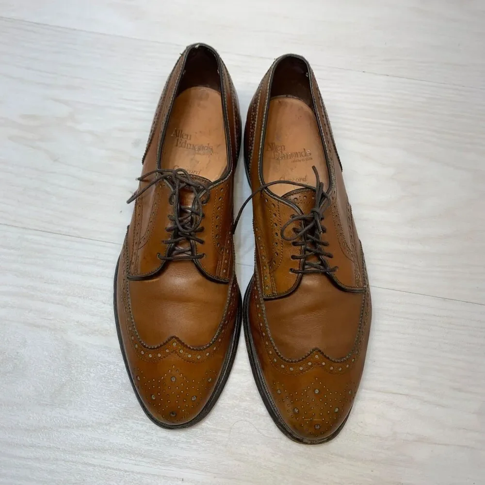 Allen Edmonds Mens Shoes Size 10 A Brown Wingtip Brogue Dress Leather Oxford USA